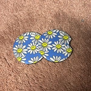 NEON DAISY SMILEY FACE CAR COASTERS